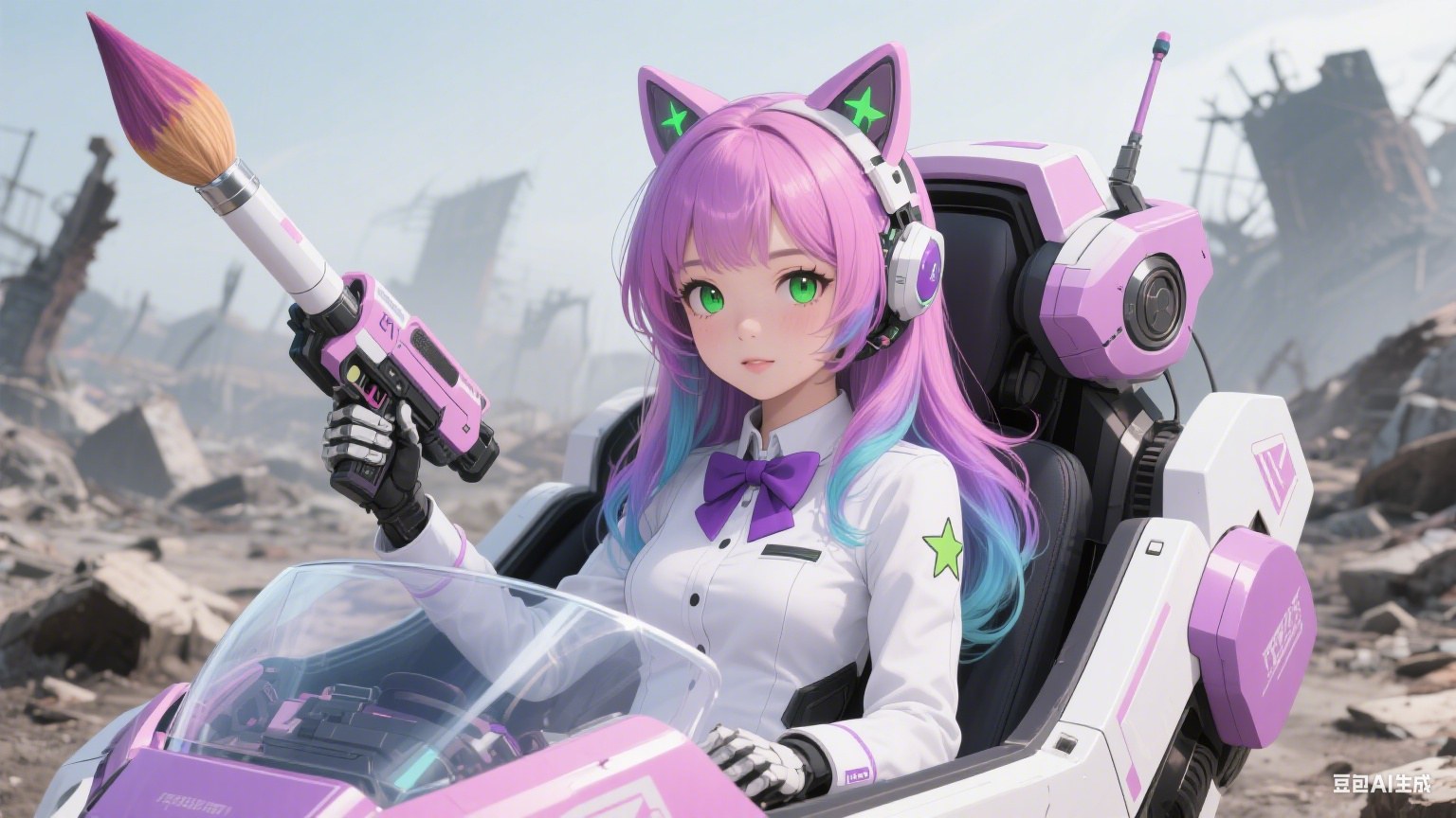 二次元角色设计作品,展示了一个带有猫耳的少女形象