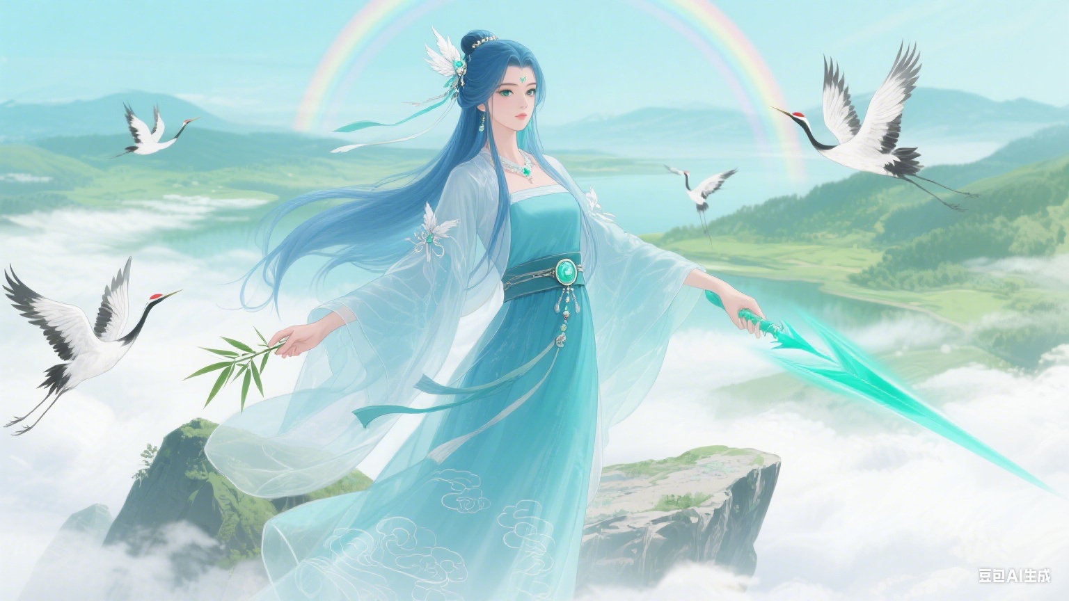 二次元角色设计作品,展示了一个古风仙侠风格的女性形象