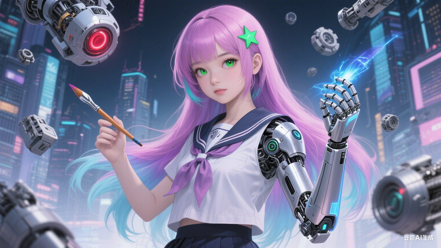 二次元角色设计作品,展示了一个机械风格的男性形象